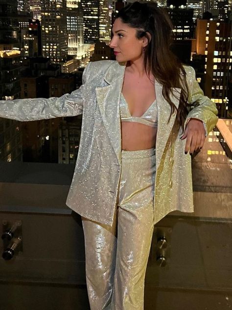 Mozision Fashion Sparkly Long Pants Sets Women Long Sleeve Blazer And Trousers Ladies Elegant Casual Glitter Suit, Sequins Blazer, Glitter Blazer, Stylish Suit, Sequin Blazer, Blazer Set, Long Sleeve Tops Casual, Modieuze Outfits, Long Sleeve Blazers