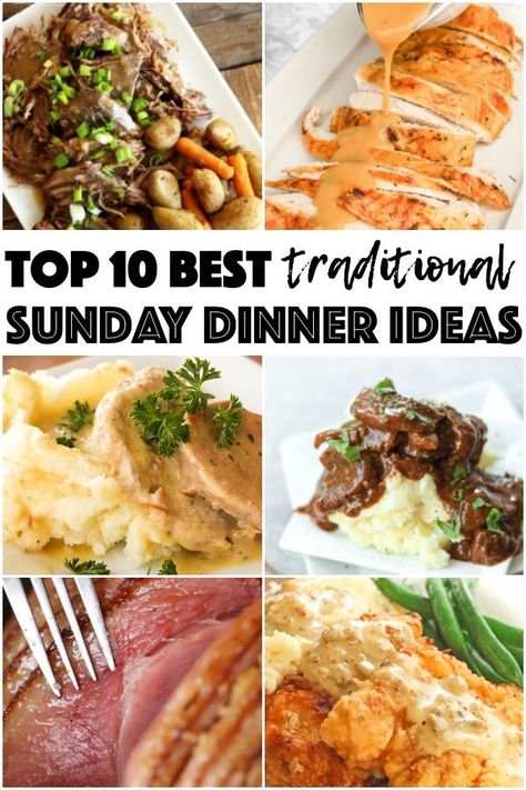 There is nothing better than gathering the family around the table for a delicious, traditional Sunday dinner. These Sunday dinner ideas are perfect for warming hearts and filling hungry bellies. #Sundaydinner #dinner #Sundaydinnerideas #dinnerideas #dinnertime #supper #crockpot #instantpot #roast #turkey #chicken #pork #familydinner #roasted #sidedish #homemaderolls #dinnerrolls #comfortfood #beef #ham #Sunday #Gravy #fish Crockpot Sunday Dinner, Sunday Family Dinner Ideas, Easy Sunday Dinner, Sunday Dinner Ideas, Dinner Sunday, Family Around The Table, Beef Ham, Easter Dinner Menus, Sunday Gravy