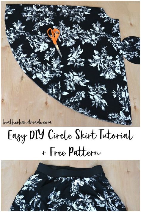 Easy Skirts To Sew, Easy Circle Skirt, Skirt Sewing Pattern Free, Diy Circle Skirt, Circle Skirt Tutorial, Circle Skirt Pattern, Skirt Pattern Free, Circle Skirts, Skirt Sewing