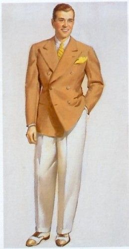 1930s mens sport coat and white pants - 1930s men's clothing and fashion.