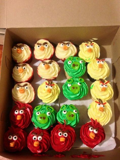 Angry Birds Cupcakes on Cake Central Angry Bird Birthday Party, Angry Bird Party Ideas, Angry Bird Decorations, Angry Bird Birthday Cake, Angry Bird Cupcakes, Angry Birds Birthday Cake, Angry Birds Cupcakes, Bird Birthday Parties, Angry Birds Cake