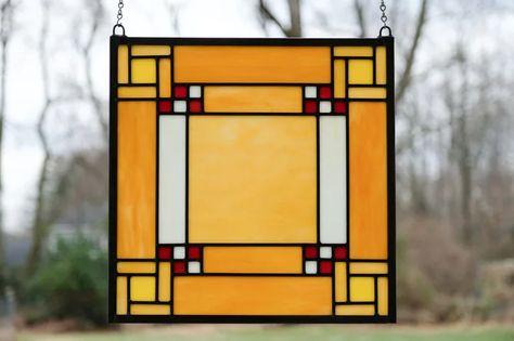 Foundry Select Frank Lloyd Wright Window Panel | Wayfair Craftsman Stained Glass Window, Frank Lloyd Wright Stained Glass Pattern, Craftsman Stained Glass, Modern Stained Glass Panels, Frank Lloyd Wright Art, Frank Lloyd Wright Stained Glass, L'art Du Vitrail, Stained Glass Supplies, Stained Glass Quilt