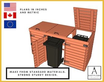 Outdoor Trash Bin / Garbage Can Enclosure & Raised Planter Bed - Etsy Canada Outdoor Garbage Storage, Trash Can Storage Outdoor, Cold Frame Plans, Wheelie Bin Storage, Garbage Can Storage, Storage Outdoor, Garbage Storage, Raised Planter Beds, Planter Beds