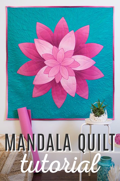 Mandala Quilt Tutorial from Man Sewing! Mandala Quilt, Quilting Board, Flower Quilts, Quilt Tutorial, Mandala Coloring Books, Flower Quilt, Pink Quilts, Patchwork Quilt Patterns, Star Quilt Patterns