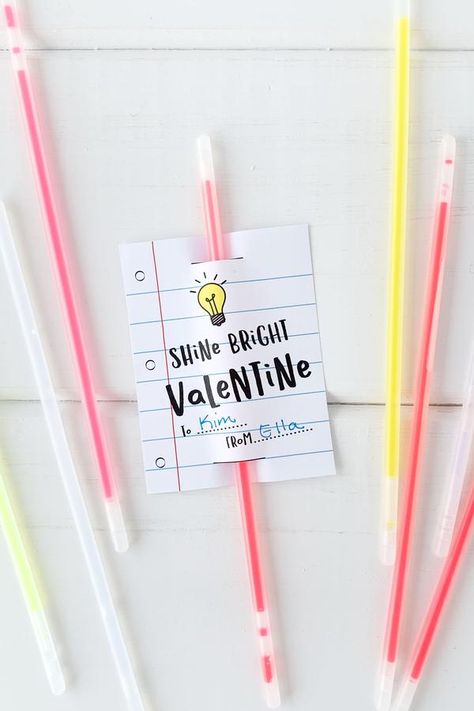 Shine Bright Glow Stick Valentine - Invited Too Valentines For Classmates, Classroom Valentines Gifts, Glow Stick Valentine, Student Valentines, Kindergarten Valentines, Glow Stick Party, Valentines Printable, Class Valentines, Valentine Gifts For Kids