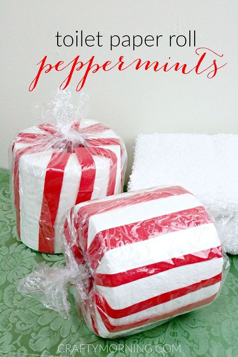 Toilet Paper Roll Peppermint Decor - Crafty Morning Peppermint Decor, Gingerbread Christmas Decor, Toilet Paper Crafts, Peppermint Christmas, Christmas Crafts For Adults, Christmas Bathroom, Christmas Paper Crafts, Christmas Decorations Diy Outdoor, Diy Christmas Decorations Easy