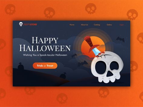 Halloween Landing Page by Adiwangsa Mahendra on Dribbble Halloween Web Design, Halloween Web, Agency Website Design, Halloween Wishes, Agency Website, Halloween Inspo, Learning Design, Website Layout, Halloween Trick Or Treat