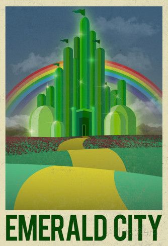 Emerald City Retro Travel Poster Photo at AllPosters.com Oz Büyücüsü, Wizard Of Oz Decor, Wizard Of Oz 1939, Wicked Musical, The Wonderful Wizard Of Oz, Retro Travel Poster, Emerald City, Promotional Items, Retro Wall Art