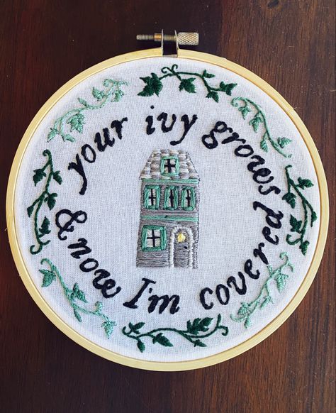 Song Lyric Embroidery, Taylor Swift Cricket Ideas, Taylor Swift Lyric Embroidery, Ivy Embroidery Pattern, Taylor Swift Embroidery Pattern, Evermore Embroidery, Taylor Swift Embroidery Ideas, Taylor Swift Cross Stitch, Ivy Embroidery