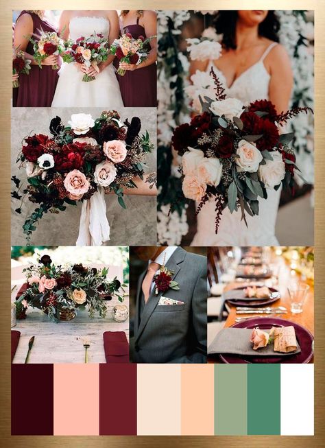 Wine Champagne Wedding Colors, Wine Red And Pink Wedding, Wine Color Themed Wedding, Spring Wedding Flowers Bouquet Peonies, Wine Red And Blush Pink Wedding, Champagne And Burgundy Wedding Flowers, Burgundy Wedding Color Scheme, Wine Color Scheme Wedding, Evening Wedding Color Palette