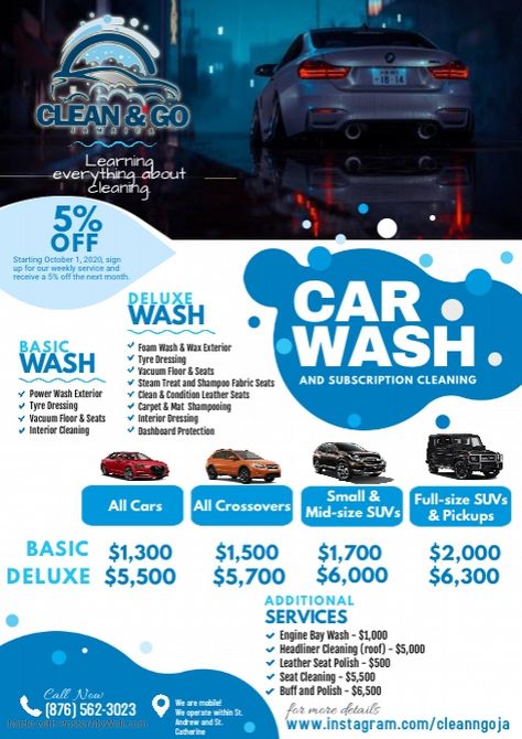 Car Wash Design, Car Wash Prices, Garage Showroom, Car Wash Posters, Business Mind, Car Wash Business, Price List Design, Creative Car, Invert Colors