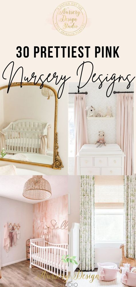 30 pink nursery designs Pink Nursery Paint Colors, Pink Nursery Paint, Soothing Nursery, Pink Nursery Wallpaper, Pink And Green Nursery, Pink Gold Nursery, Feminine Nursery