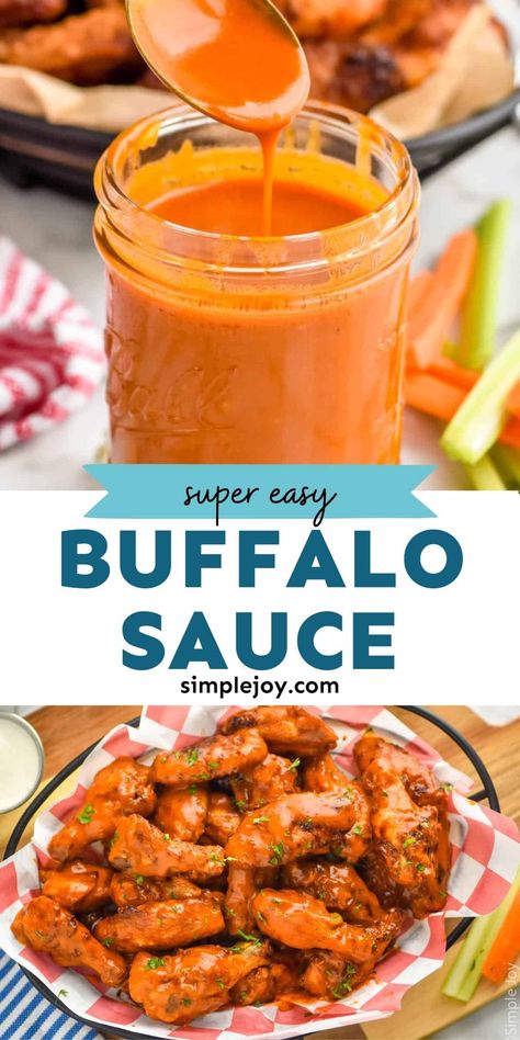 Buffalo Sauce Recipe Easy, Hot Wing Sauce Recipe, Chicken Wing Sauce Recipes, Buffalo Sauce Recipe, Chicken Buffalo, Hot Wing Recipe, Hot Wing Sauces, Wing Sauce Recipes, Chicken Wing Sauces