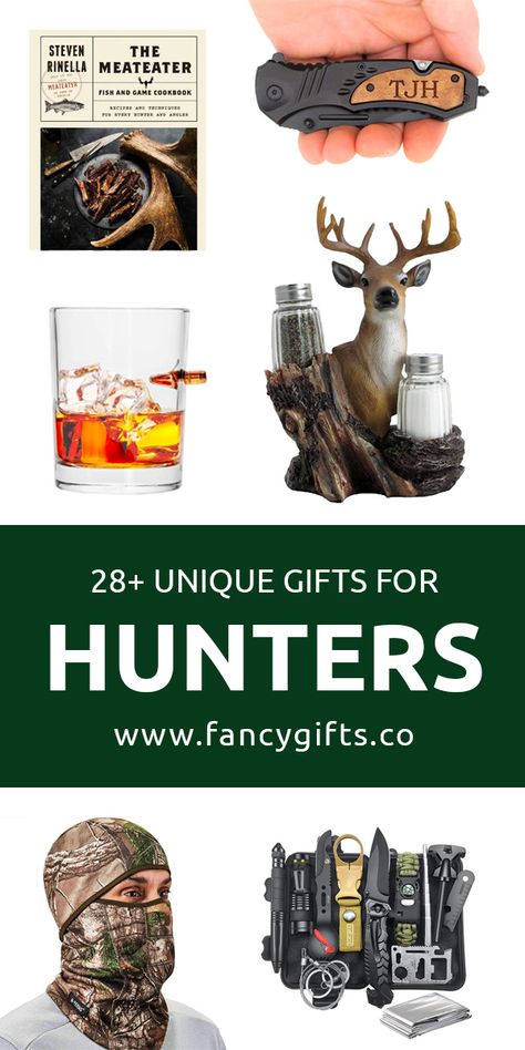 28 Unique Gifts for Hunters | fancy gifts Blue Collar Men Gifts, Hunters Gift Basket Ideas, Blue Collar Gift Ideas, Gifts For A Hunter, Gifts For Hunters Men, Hunting Gift Basket, Gift Ideas For Hunters, Hunting Gadgets, Hunter Christmas Gifts