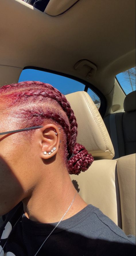 4c Red Hair, Braids With Added Hair, Back Braids, Cornrows Natural, Burgundy Hair Dye, Color Braids, Cornrows Natural Hair, Goals 2024, Maroon Hair