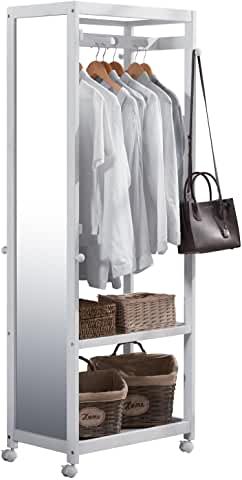 Closet With Full Length Mirror, Full Length Mirror Closet, Coat Hooks Entryway, Standing Wardrobe, Entryway Storage Shelf, Full Length Mirror In Bedroom, Closet Maid, Standing Closet, Armoire Wardrobe Closet