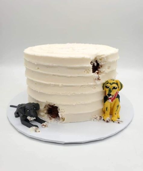 Cake With Dog Topper, Dog Party Cake Ideas, Cakes That Look Like Dogs, Husky Dog Cake, Pet Themed Birthday Cake, Cake With Dogs On It, Cake With Dog Design, Dog Cake Decoration, Dog Shaped Birthday Cake