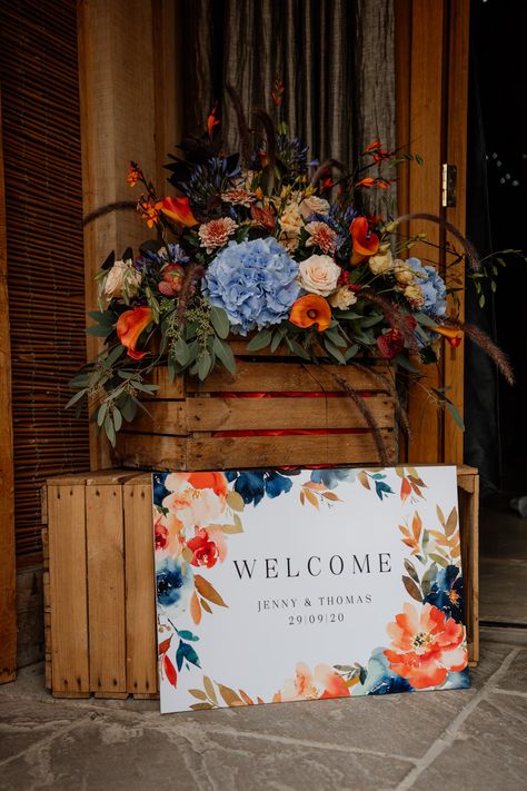 Orange Blue Wedding, Blue Orange Weddings, Outdoor Table Set, Blue Wedding Ideas, Theme Board, Wedding Color Pallet, 2025 Wedding, Flower Arch, Faith Journey