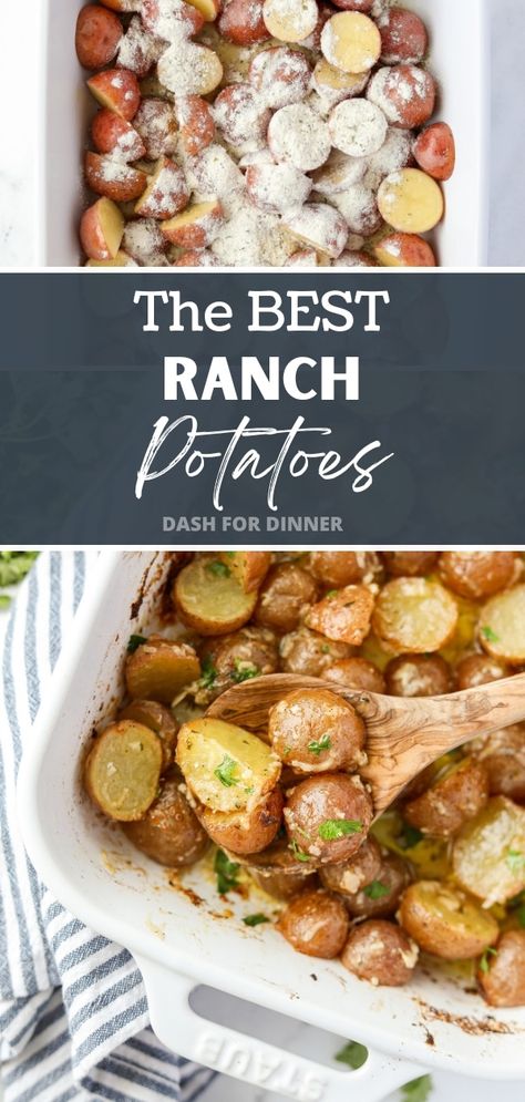 Ranch Roasted Potatoes, Ranch Potatoes Baked, Roasted Ranch Potatoes, Ranch Potato Recipes, Ranch Seasoning Recipes, Cheesy Ranch Potatoes, Baby Potato Recipes, Bacon Ranch Potatoes, Ranch Potatoes