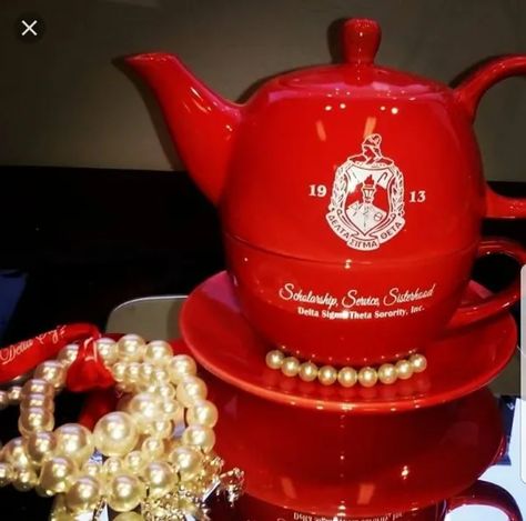 Tea For One Set, Delta Sigma Theta Gifts, Delta Girl, Pink Jewelry Box, Theta Sorority, Delta Sigma Theta Sorority, Omega Psi Phi, Sigma Gamma Rho, Tea For One