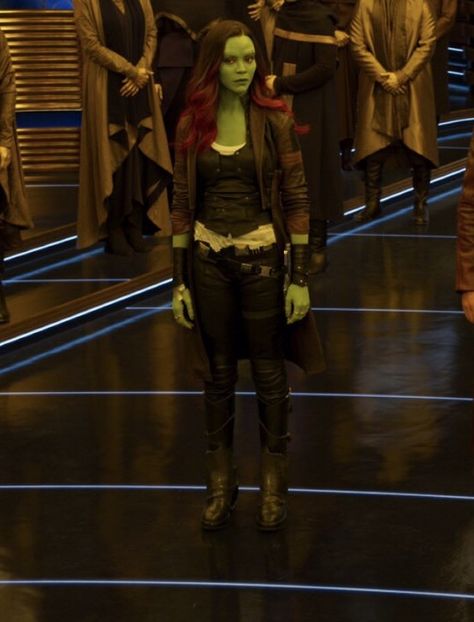 Gamora Outfit, Galaxy 2, Zoe Saldana, Halloween Party Costumes, Guardians Of The Galaxy, Motorcycle Jacket, Favorite Character, Halloween Party, Movie Tv