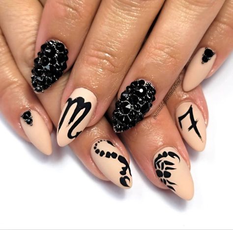 Scorpio Nail Designs, Scorpio Nails Designs Short, Scorpion Nails Designs, Scorpio Nails Acrylic, Scorpio Acrylic Nails, Scorpion Nails, Scorpio Nails Designs, Girly Coquette Aesthetic, Scorpio Nails