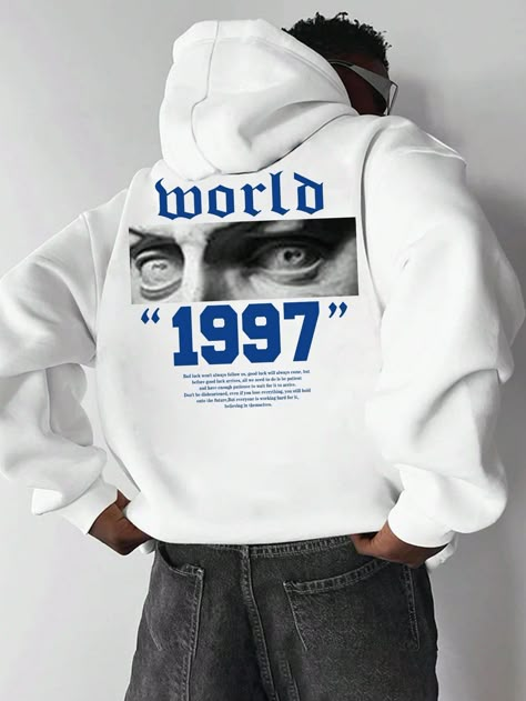 White Casual Collar Long Sleeve Fabric Figure,Slogan Pullovers Embellished Slight Stretch  Men Clothing Cool Hoodies Designs For Men, Designer Hoodies For Men, Hoodie Merch Design, Graphic Design For Hoodies, Unique Hoodies Design, Cool Hoodies Designs, Hoodie Graphic Design, Hoodies Ideas, Tee Shirt Fashion