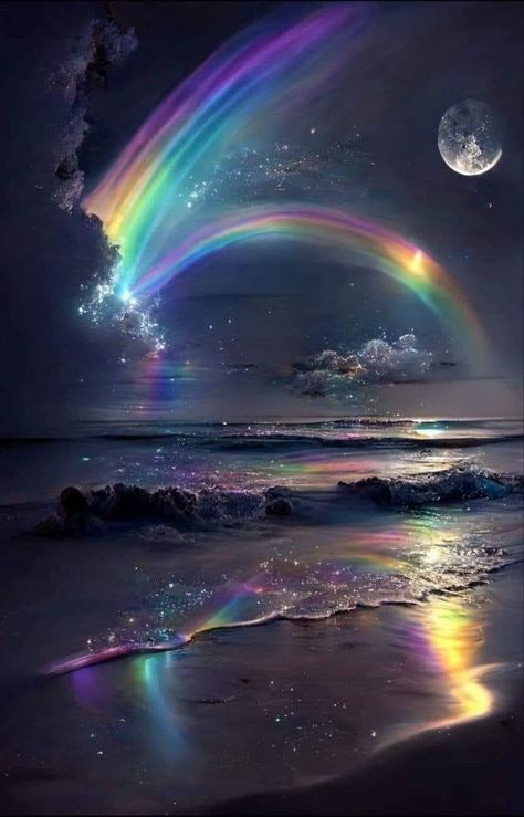 Beautiful Moon Pictures, Dreamy Artwork, Heaven Art, New Retro Wave, Beautiful Art Pictures, Pretty Landscapes, Rainbow Wallpaper, Beautiful Wallpapers Backgrounds, Cool Wallpapers Art