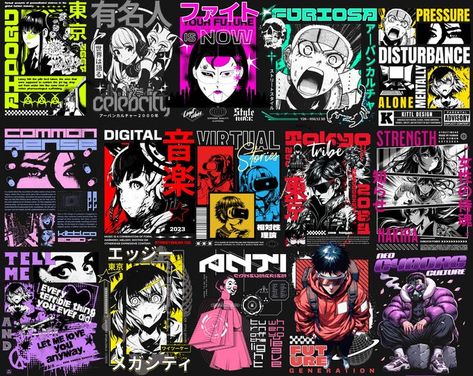 200pcs Anime Brutalism Graphics/edits, Collage Kit for Wall Posters, Room Decor, Stickers, and More - Etsy UK Colorful Anime, Anime Designs, Famous Characters, Anime Streetwear, Poster Layout, Anime Shirt, Design Bundles, Anime Character Design, 3d Art