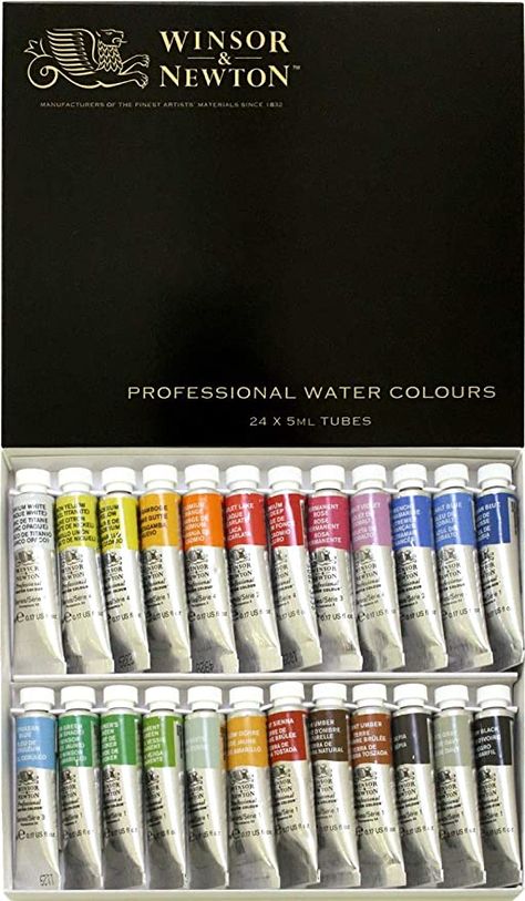 Amazon.com: Windsor & Newton Artist Watercolor 5ml 24 Color Set Winsor Newton Watercolor, Watercolor Branding, Home Office Cabinets, Watercolor Supplies, Winsor And Newton Watercolor, Artist Watercolor, Artist Materials, Winsor & Newton, Chalkboard Art