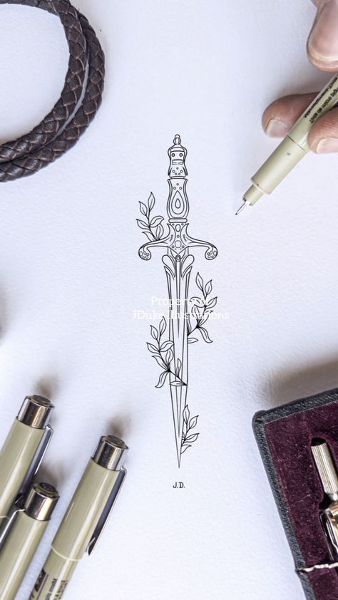 Book Inspired Tattoos, Bookish Tattoos, Cross Tattoos For Women, Flame Tattoos, Wicked Tattoos, Fantasy Tattoos, Fire Tattoo, Dagger Tattoo, Calf Tattoo