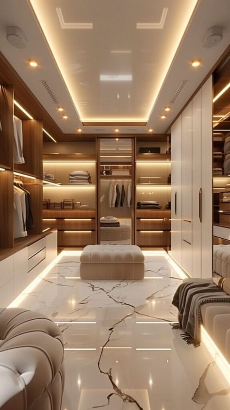 21+ Brilliant Walk In Closet Ideas That Look Wealthy Walk In Closet Marble Floor, Walk In Closet Design Luxury, Walk In Wardrobe Luxury, Sarah Vibes, Big Walk In Closet, Minimalistic Closet, Walk In Closet Luxury, Walkin Closets Design, Luxurious Walk In Closet