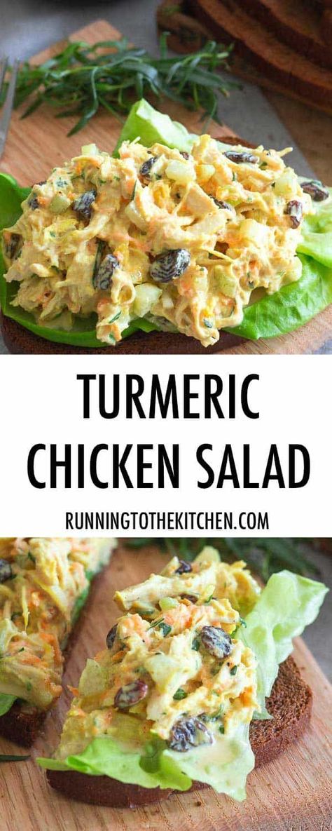 Serve this easy and nutritious turmeric chicken salad on toasted bread or lettuce wraps for a quick lunch. Turmeric Chicken, Turmeric Recipes, Toasted Bread, Green Veggies, Chicken Salad Recipe, Quick Lunch, Quick Lunches, Chicken Salad Recipes, Dried Beans