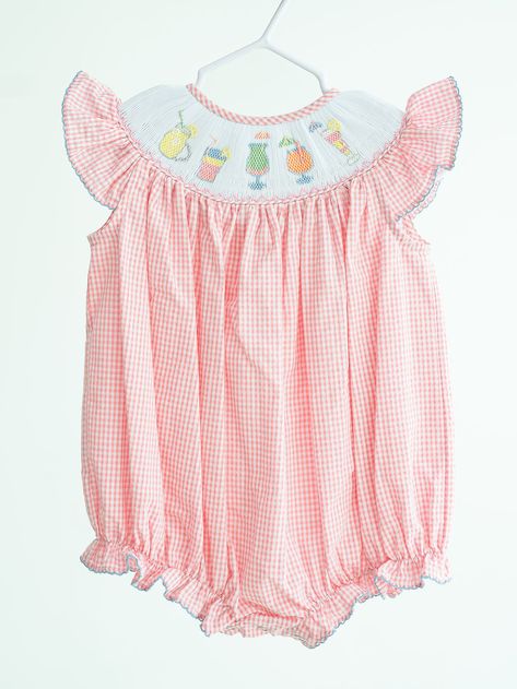 Hand smocked drinks on pink seersucker bubble one piece romper 100% cotton Size Guide *Due to individual computer monitor settings, actual colors may vary slightly from those you see on the screen* Photography by Caroline Guinn Photography Screen Photography, Outfits For Boys, Kids Closet, Lavender Tops, Youngest Daughter, One Piece Romper, Pink Seersucker, Heart Blouse, Cotton Outfit