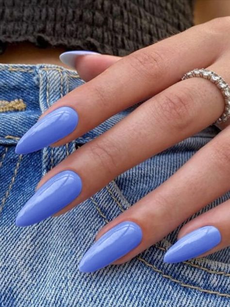 DIY Press-on Nails. Available on Amazon Canada. #NailArt #NailIdeas #Nails #SummerNails #SpringNails #AestheticNails Nails Almond Medium, Blue Press On Nails, Press On Nails Almond, Indian Nails, Nails Press Ons, Gel Nail Set, Blue Coffin Nails, Cute Nail Colors, Butterfly Nail Designs