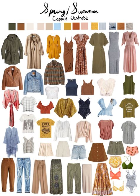 Casual Capsule Wardrobe Spring 2023, Interesting Capsule Wardrobe, Madewell Style 2023, Southern Capsule Wardrobe, Bright Color Capsule Wardrobe, Spring Outfits For Autumn Palette, Unique Capsule Wardrobe, Artsy Capsule Wardrobe, Earthy Capsule Wardrobe