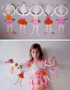 DIY Articulated Paper Dolls | Paper Dolls, Dolls and Paper Sleepover Crafts, Paper Doll Chain, Ballet Crafts, Dance Crafts, Birthday Party Crafts, Crafty Kids, Handmade Books, Childrens Crafts, Craft Activities For Kids