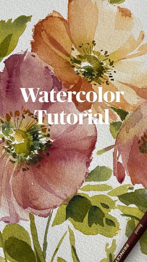 How to paint loose watercolor poppies in this free mini demonstration with Katrina Pete. Abstract Watercolor Paintings Tutorials, Poppy Tutorial, Poppy Flower Painting, Abstract Watercolor Flower, Loose Watercolor Paintings, Loose Watercolor Flowers, Learn Watercolor Painting, Watercolor Flowers Tutorial, Floral Watercolor Paintings