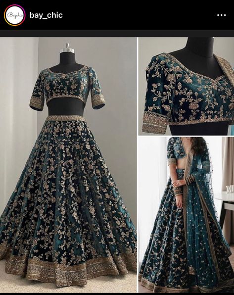 Dark Blue Velvet Lehenga, Lehenga Prom, Navy Blue Lengha, Desi Lehenga, Wedding Dresses Garden, Lengha Dress, Wedding Dresses Fit, Navy Blue Lehenga, Fashionable Saree