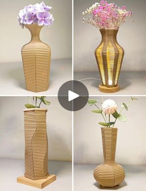 Crafts Using Cardboard, Cardboard Flower Vase, Flower Vase Ideas, Flower Vase Drawing, Vase Ideas, Pot Crafts, Flower Pot Crafts, Diy Flower Pots, Diy Lamp Shade