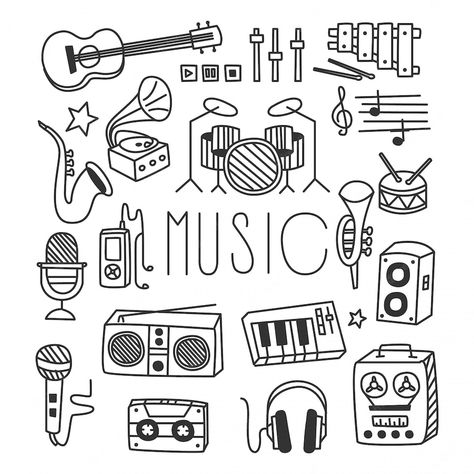 Instrumentos musicales en estilo handdrawn | Vector Premium Cute Music Doodles, Music Doodles, Music Doodle, 달력 디자인, Music Drawings, Doodle Icon, Doodle Coloring, Music Tattoos, Music School