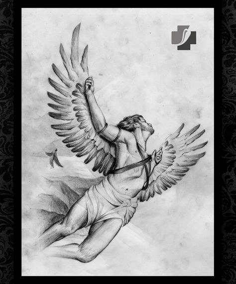 Icarus Sketch, Dr Pepper Tattoo, Pepper Tattoo, Doctor Pepper, Icarus Tattoo, Fallen Angel Tattoo, Harry Tattoos, Christ Tattoo, Greek Mythology Tattoos