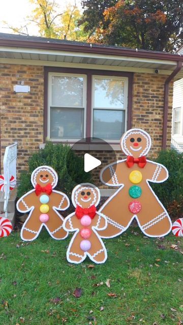 Diy Gingerbread Man Decorations, Bargain Bethany, Outside Christmas Decor, Gingerbread Man Decorations, Ginger Bread House Diy, Diy Yard Decor, Outside Christmas Decorations, Gingerbread Diy, Gingerbread Christmas Decor