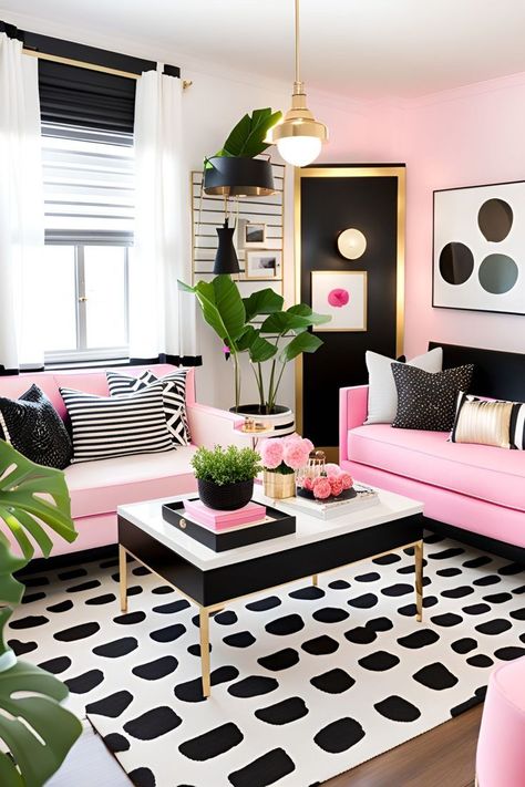 Girly Living Room Ideas, Girly Living Room, Funky Living Room, Stylish Bedroom Decor, Living Room Decor Inspiration, Pink Living Room, Original Art Prints, Stylish Bedroom, Cozy Bedding