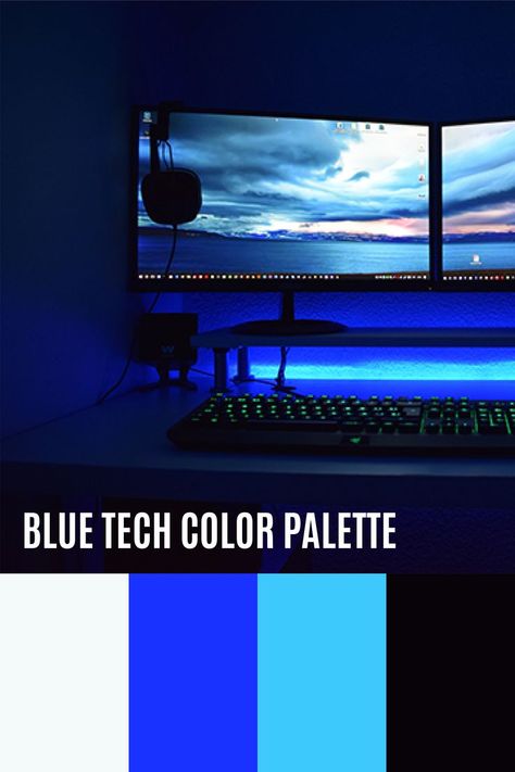 Blue Tech Color Palette Tech Color Palette, Color Palette Graphic Design, Cool Color Palette, Brand Color Palette, Blue Colour Palette, Color Palette Design, Graphic Design Projects, Minimalist Logo Design, Graphic Design Portfolio