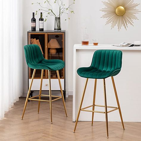 Gold Bar Stools, Green Bar Stools, Island Stools, Modern Counter Stools, Stools For Kitchen Island, Bar Stools With Backs, Bar Height Stools, Stools With Backs, Counter Height Bar