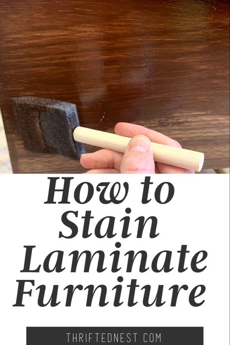 Stain Laminate Furniture, Refinishing Laminate Furniture, Flip Furniture For Profit, Painting Laminate Furniture, Painting Laminate, Fake Wood, Laminate Furniture, Staining Furniture, Furniture Fix