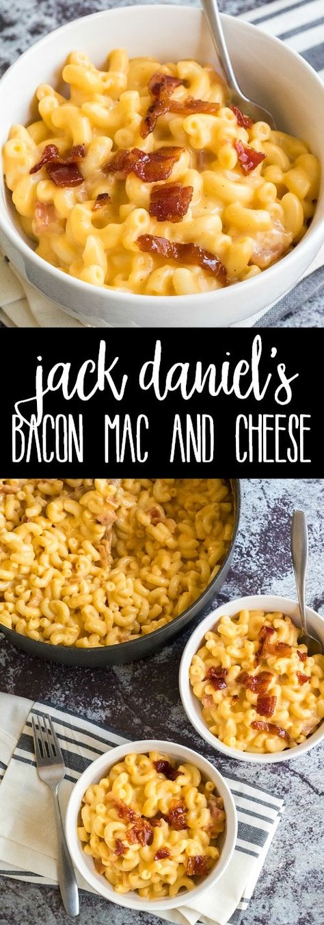 Whiskey and bacon come together for a killer dinner in this Jack Daniel's Bacon Mac and Cheese! Gooey & cheesy with sweet pops of candied bacon make this macaroni oh so crave-able!! via @breadboozebacon Quinoa Mac And Cheese, Bread Booze Bacon, Vacation Food, Fat Food, Bacon Mac And Cheese, Mac Cheese Recipes, Candied Bacon, Cheese Casserole, Jack Daniel