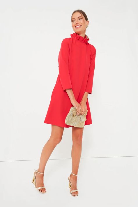 Cocktail Dresses For Women Over 50 | Best Style for Your Body Type Tuckernuck Daphne Dress, Red Professional Dress, Christmas Party Outfits Cocktail, Womens Tweed Dress, Red Dress Work Outfit, Short Christmas Dress, Ruffle Collar Dress, Cocktail Dress Over 50, Christmas Party Attire For Women