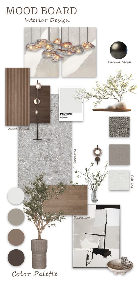 Interior Design Office Mood Board, Modern Mood Board, Design Portfolio Layout, وابي سابي, Interior Design Portfolio Layout, Materials Board Interior Design, Mood Board Interior, Interior Design Layout, 2024 Kitchen